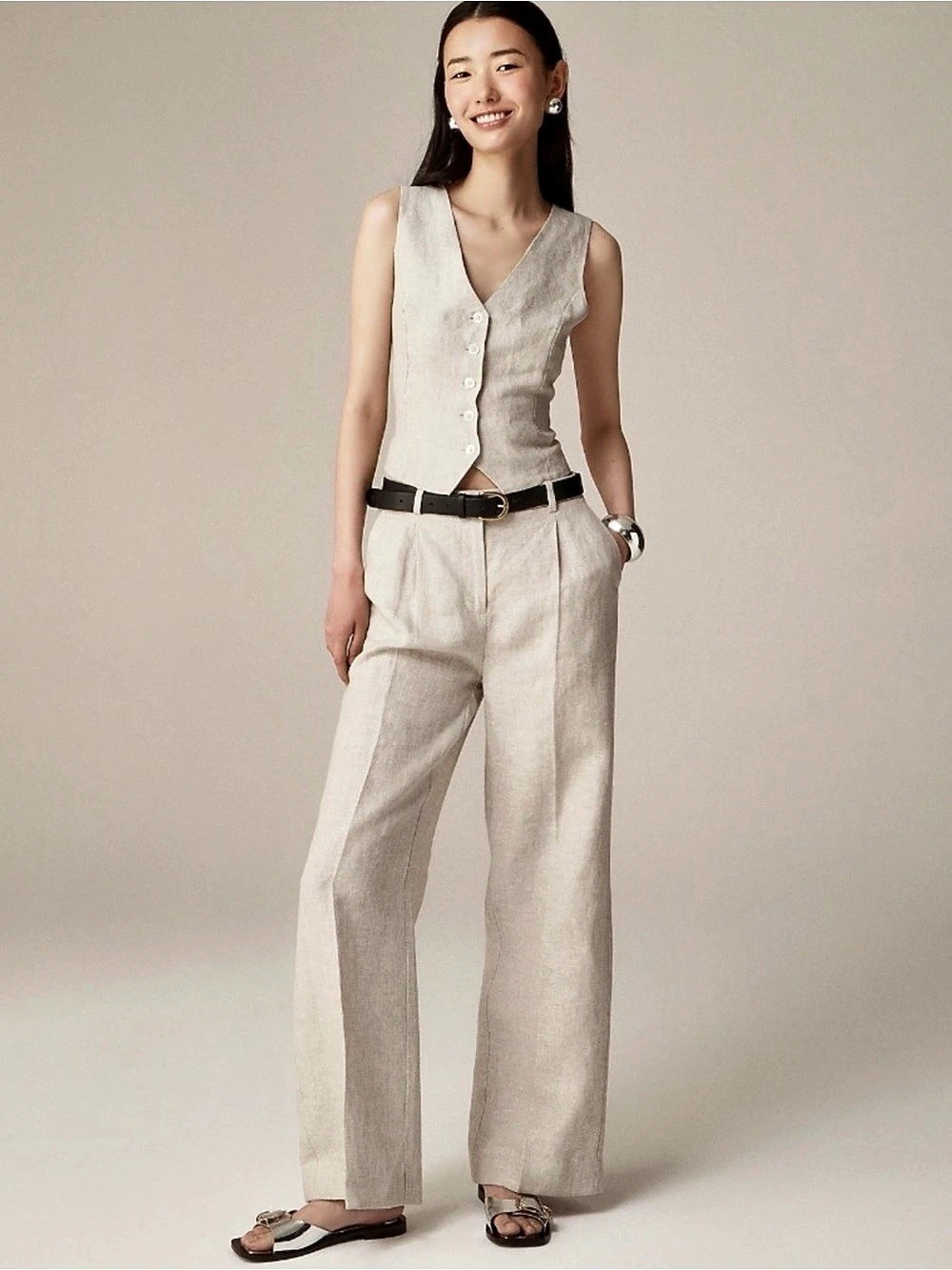 J.Crew Essential Wide Leg Pant in Flax - Linen Wide Leg Pants Size 4 Like New